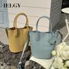 Soft Leather Fashion Portable Bucket Bag Joker Commuter Shoulder Slung.