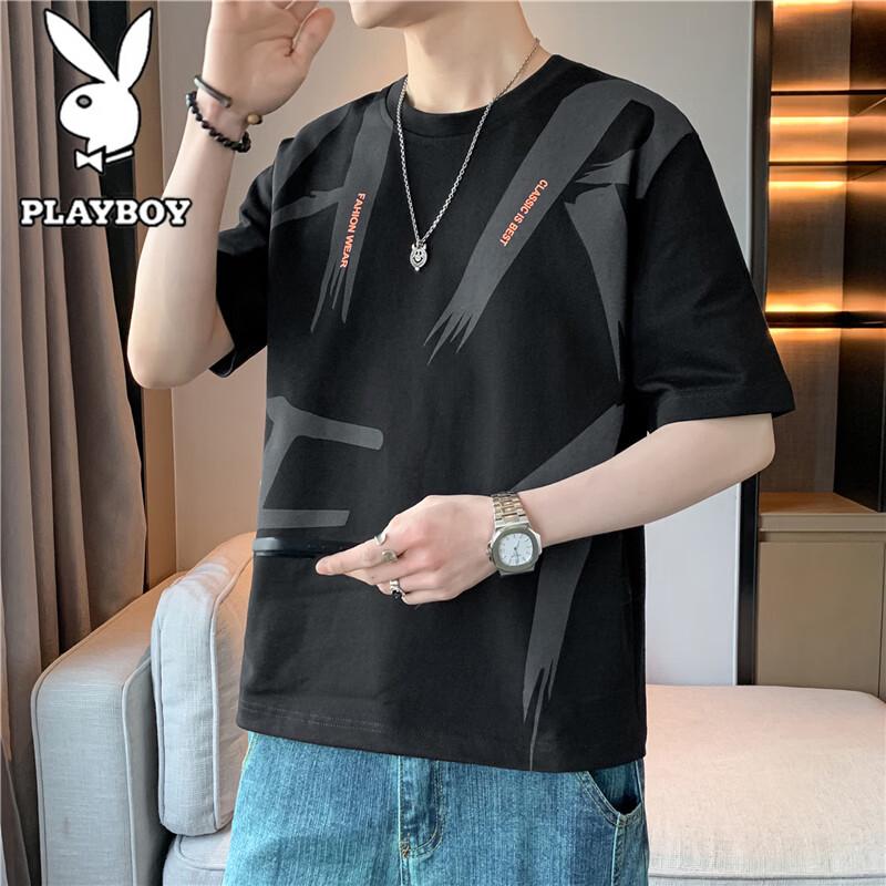Playboy Men s Loose Fit Round Neck Short Sleeve T-Shirt 6XL