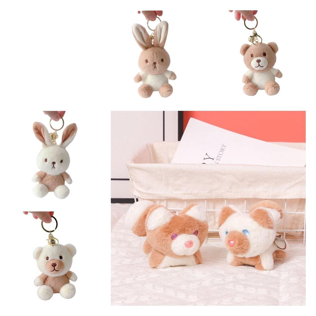 Milk Tea Bunny Plush Keychain With Short Plush Material For Teen Gift
