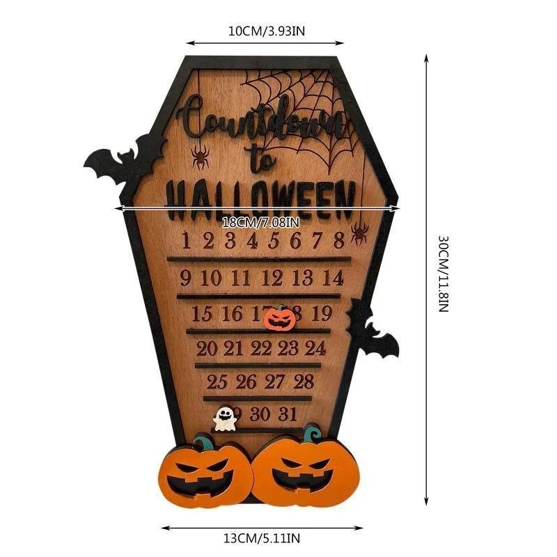 1 Pcs Halloween Calendar Party Decoration Wooden Countdown To Christmas Decor Horror Ornaments Ghost Home Party Decor