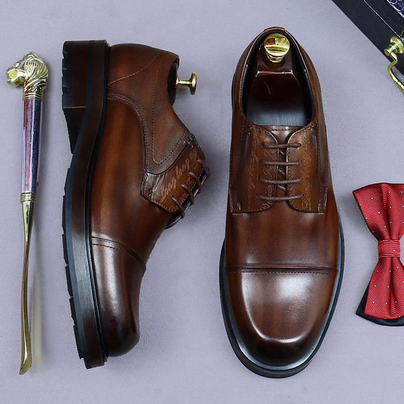 Elegantní pánské oxfordky ručně vyráběné z pravé kůže společenské boty na obchodní jednání, párty, svatbu, formální obuv pro muže