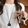 Wood Resin Irregular Geometric Pendant Necklace Retro Ethnic Style Collarbone Chain Niche Design Sweater Chain