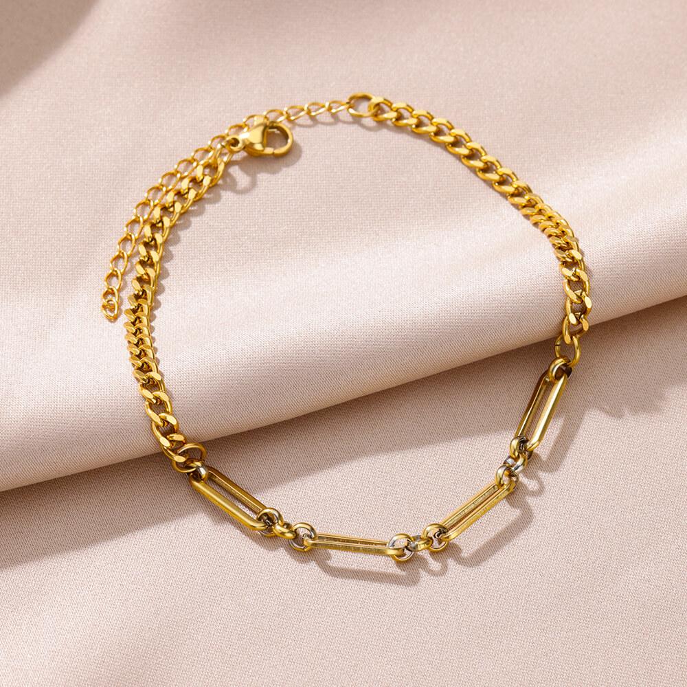 Fußkettchen für Frauen Edelstahl Goldfarben Kette Fußkettchen Weiblich Sommer Strand Accessoires Fuß Bein Armbänder Mode Zirkon