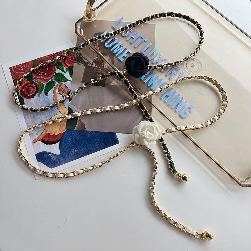 Camellia Waist Chain Accessories Women'S Flower Chain Belt Decoration With Dress Jeans Chain Tide