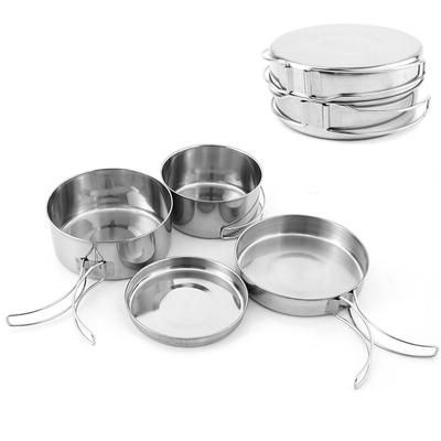 Camping Töpfe Pfannen Geschirr Set Tragbares Ultraleicht Kochgeschirr Set Edelstahl Große Kapazität für Outdoor Wandern Picknick