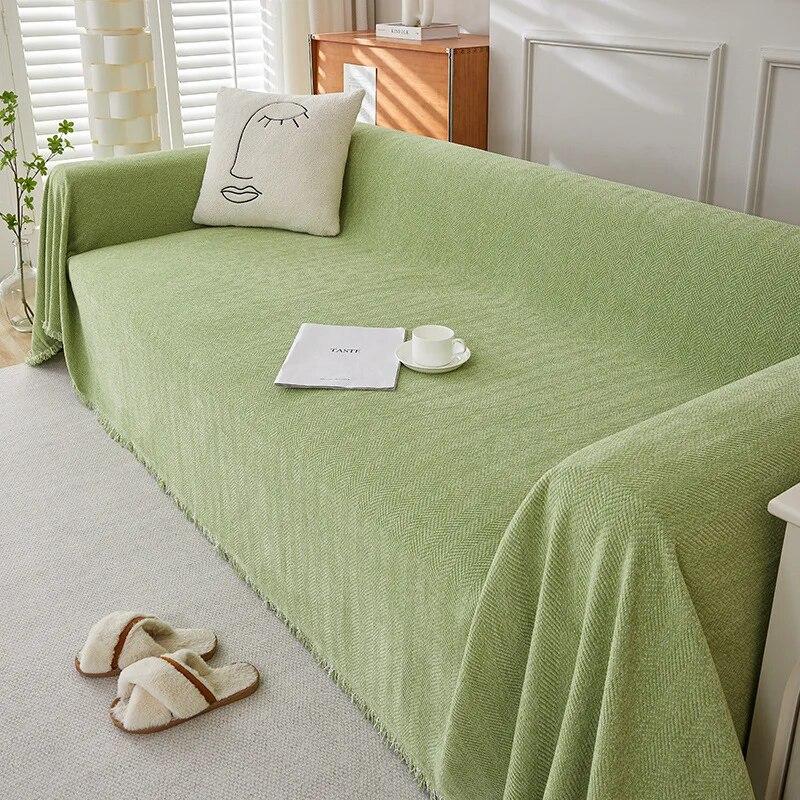 Herringbone Pattern Solid Color Chenille Sofa Towel Four Seasons Universal Sofa Cushion Living Room Sofa Cover