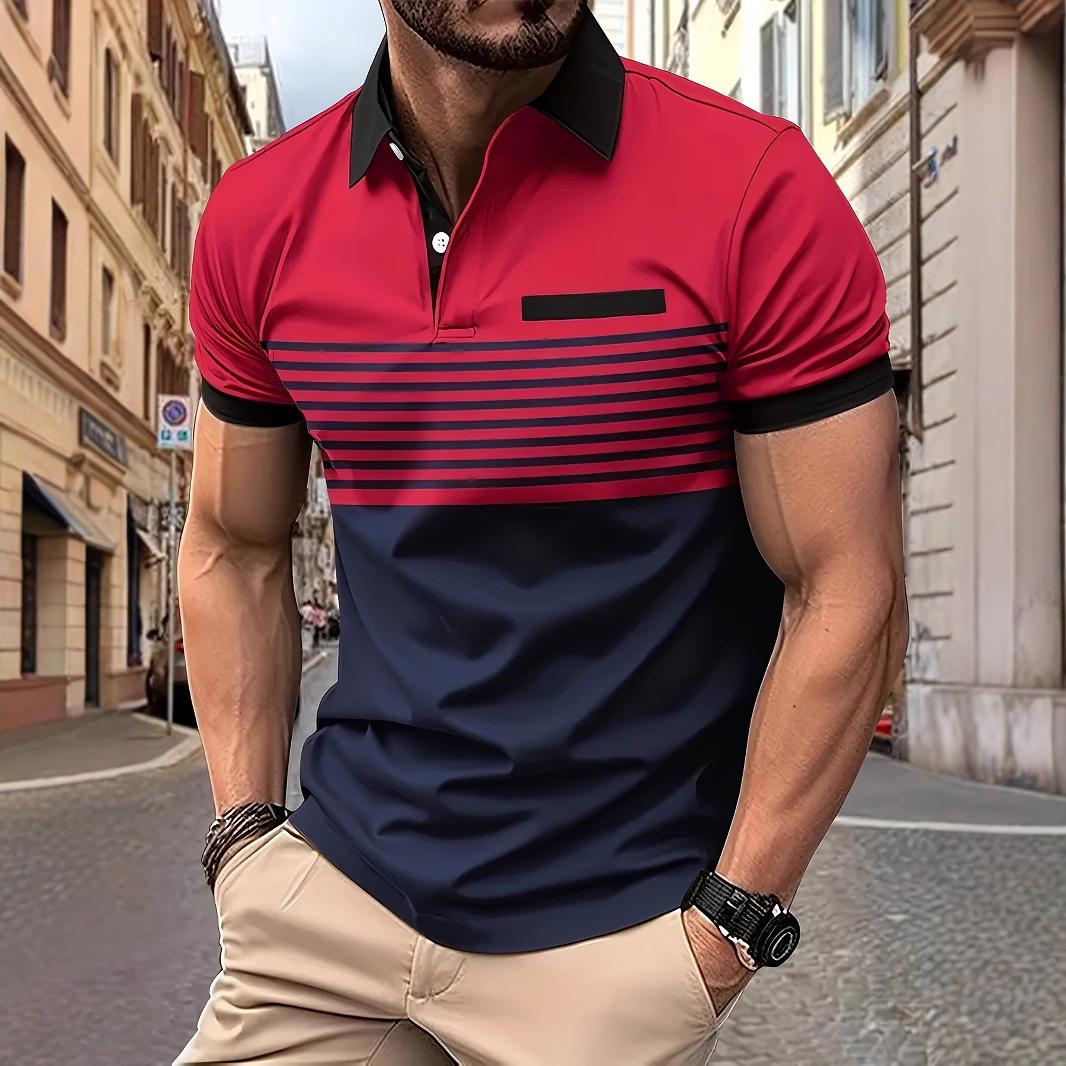 

Button-Down Short-Sleeve Polo Shirt - 3D Design, Available in Europe and USA XXXL красный