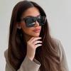 2pcs New Oversized Square Sunglasses Women Vintage Flattop One Piece Sun Glasses Fashion Gradient Shades For Female