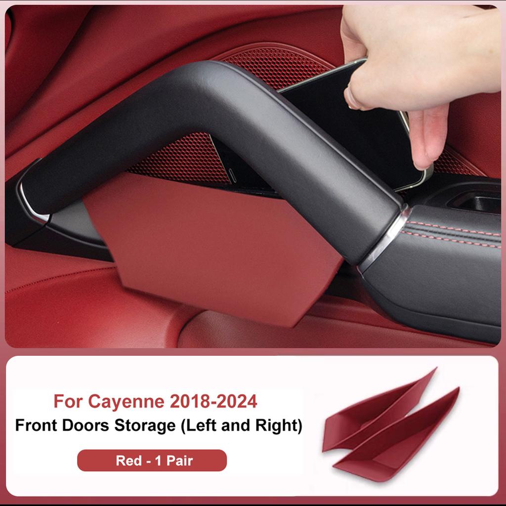 For Porsche Cayenne Macan Car Door Handle Storage Box Front Rear Door Organizer Keys Phone Holder LHD Auto Interior Accessories