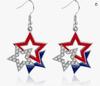 USA Independence Day Flag Wings Zinc Alloy Heart Earrings