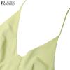 ZANZEA Women Casual Lace Up V-Neck Straps Backless Slip Dress