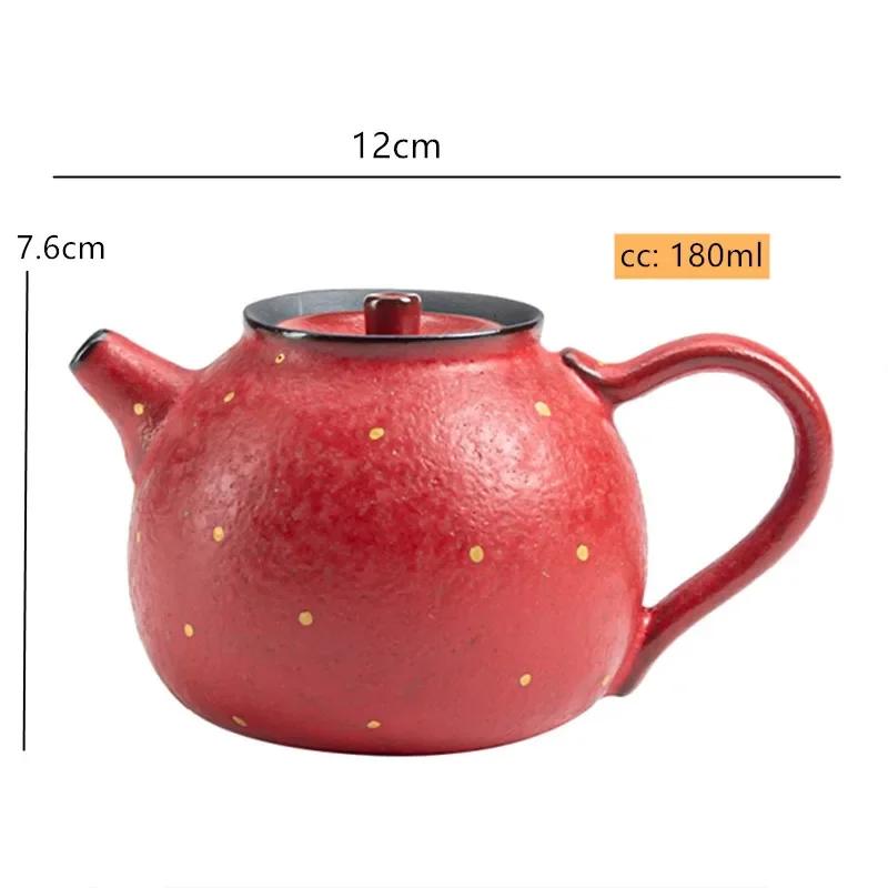 

180ml Vintage Red Glaze Teapot Handmade Ceramic Beauty Tea Kettle Tradition Filter Tea Infuser Chinese Tea Ceremony Supplies червоний