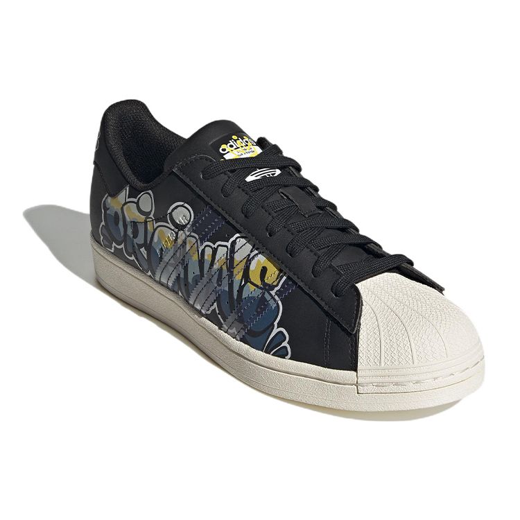 Adidas Originals Superstar Classic Street Graffiti Low-Top Skate Schuhe Unisex Sneaker Schwarz GW4444