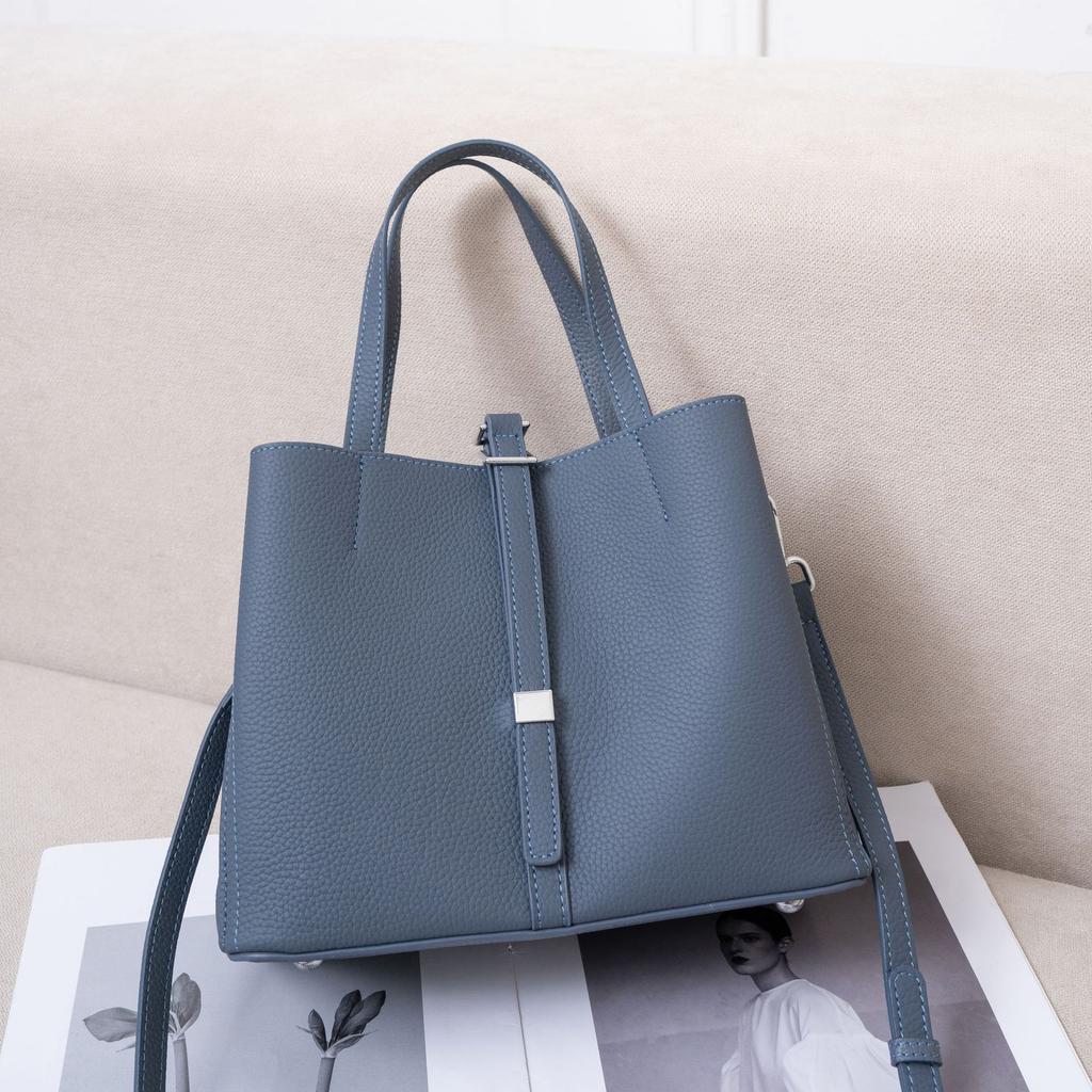 Borsa a spalla da donna in pelle bovina di grande capacità, borsa tote semplice alla moda da donna, pratica borsa da pendolare multi-scomparto