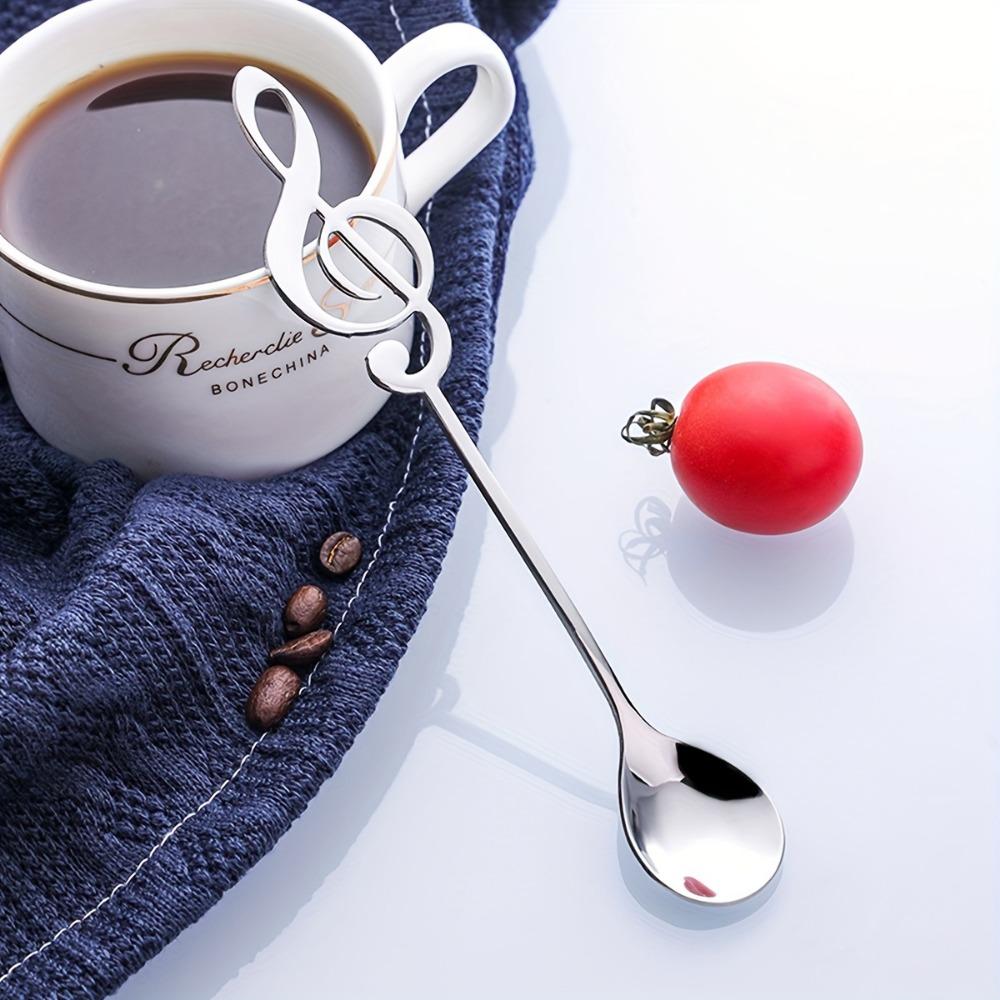 1PC Musical Note Design Spoon 304 Stainless Steel Creative Cute Teaspoon Suitable for Coffee Tea Dessert Beverage Stirring Milkshake Spoon Tableware