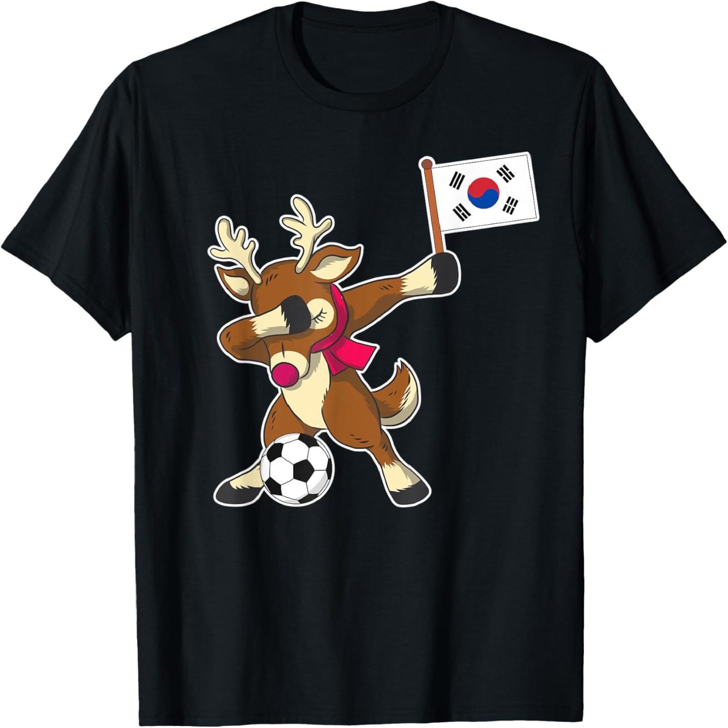 Южная Корея Футбол Олень Рождество Корейский флаг Футбольная футболка S разноцветный
