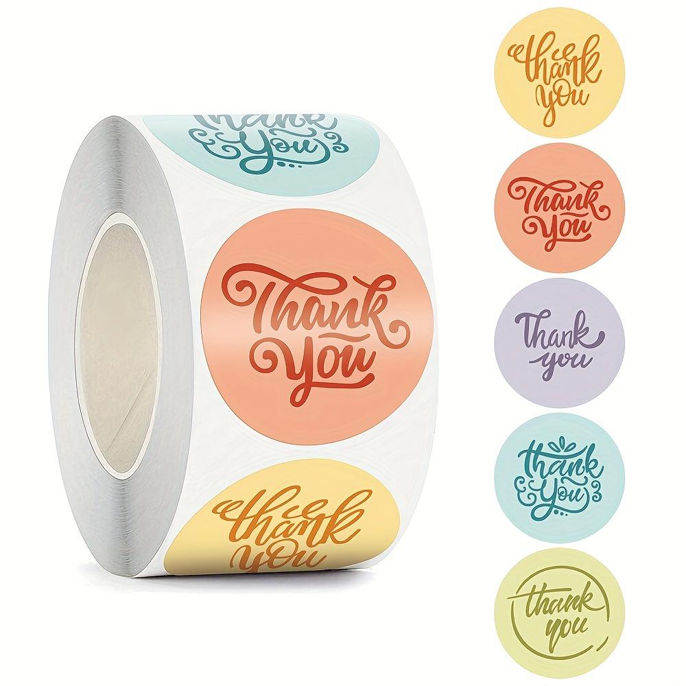 500pcs Glossy Finish Round Paper Stickers, Single Use, Thank You Labels for Envelopes, Birthday, Christmas Party Gift Decoration