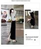 Black Gold Velvet High-Waist Midi Skirt with Slit - Retro Slimming Pencil Style for Autumn/Winter 2025
