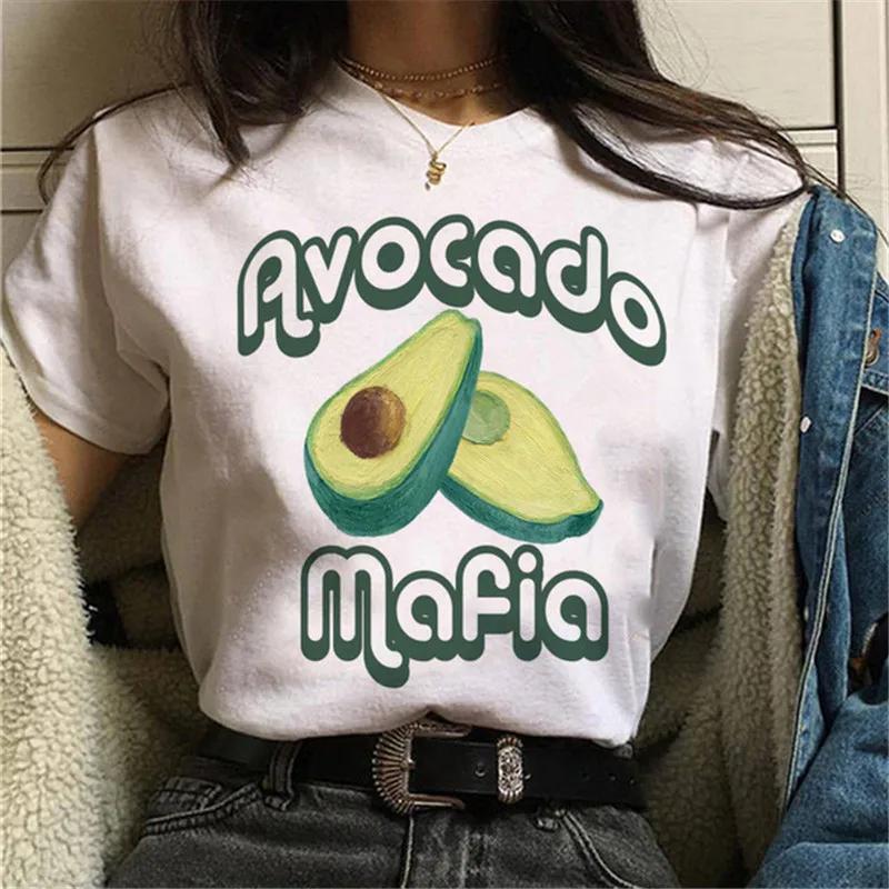 Maycaur Avocado Vegan Women T Shirt Harajuku Ulzzang Kawaii Cartoon Tshirt 90s Graphic Female Short Sleeve Tshirt Summer Clothe
