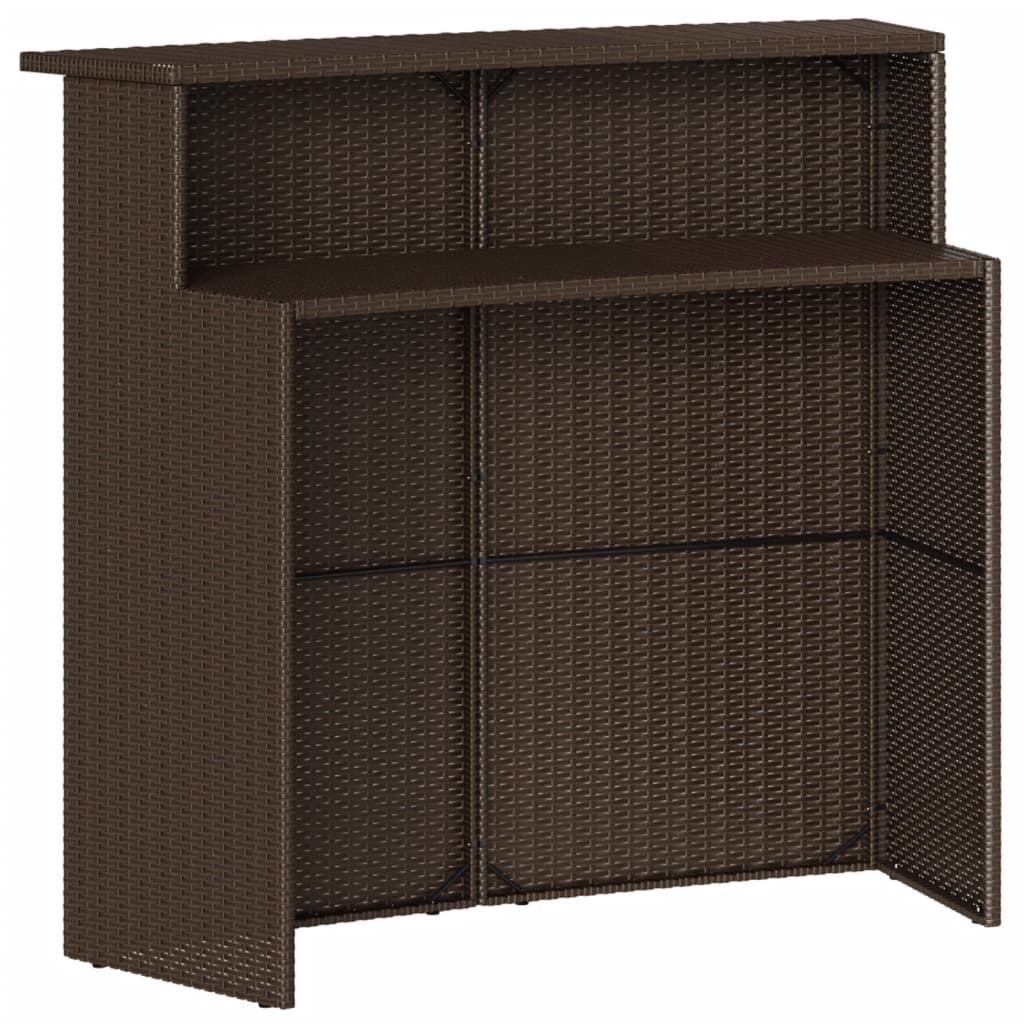 3 Piece Garden Bar Set with Cushions Brown Poly Rattan