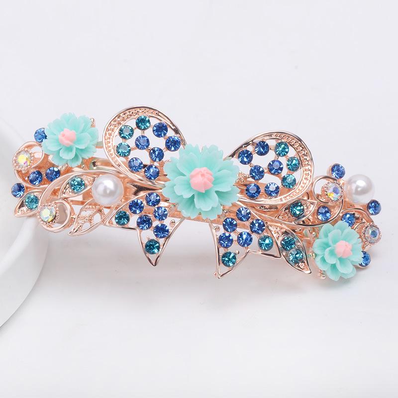 Korean Rhinestone Spring Hair Clip - Versatile Medium/Large Size for Women