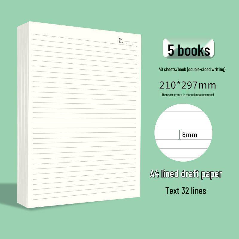 Škrábací papír pro postgraduální zkoušky, vysokoškolské a středoškolské studenty, 2000 listů, A4 náčrtník, prázdný B5 kalkulační papír.