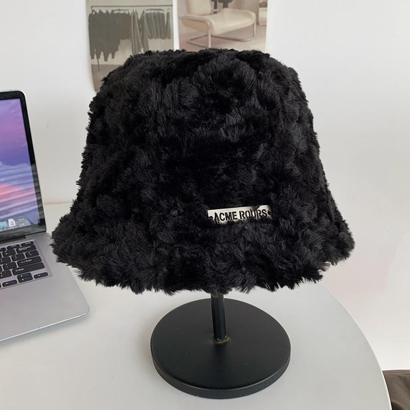 

Корейская белая панама для женщин, теплая и уютная из овечьей шерсти чёрный
