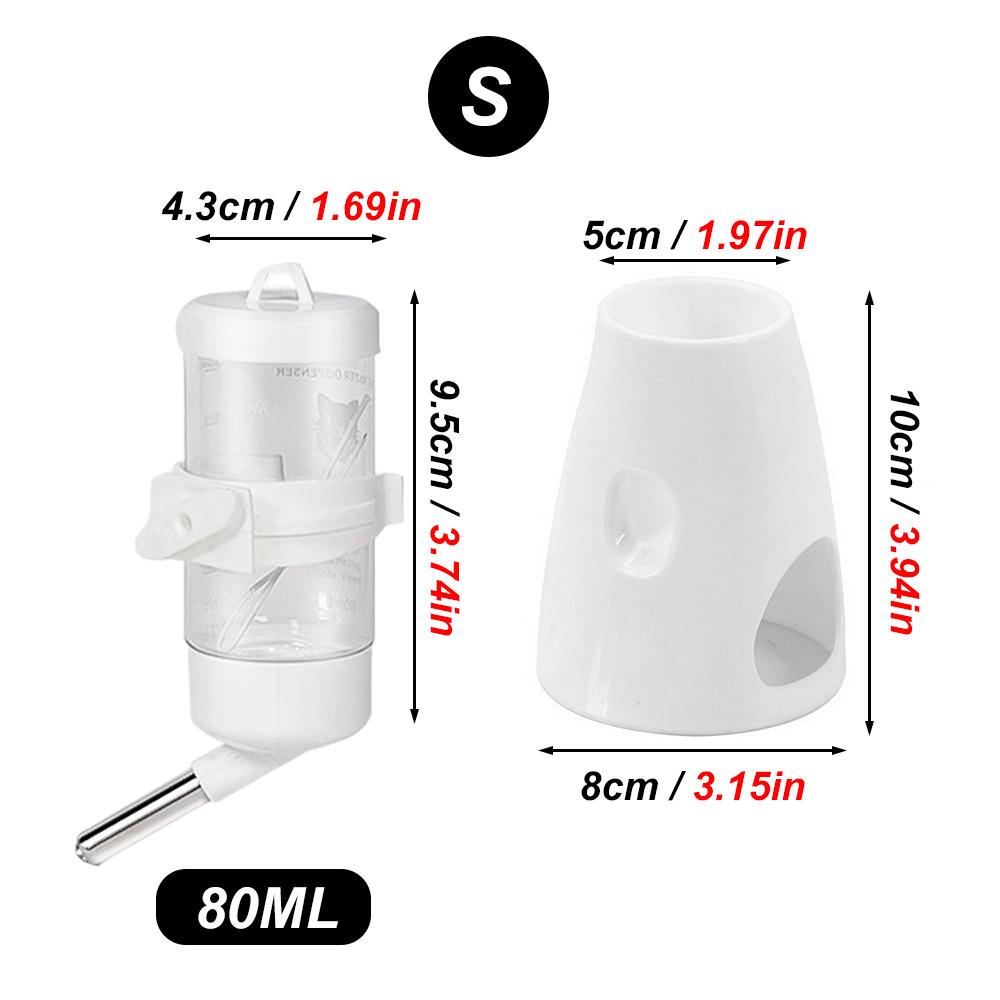 1 Set 2-In-1 Hamster Rabbit Water Bottle Set Leak-Proof Detachable Drinker with Ball Bearing Hamster Hiding Place Water Feeder