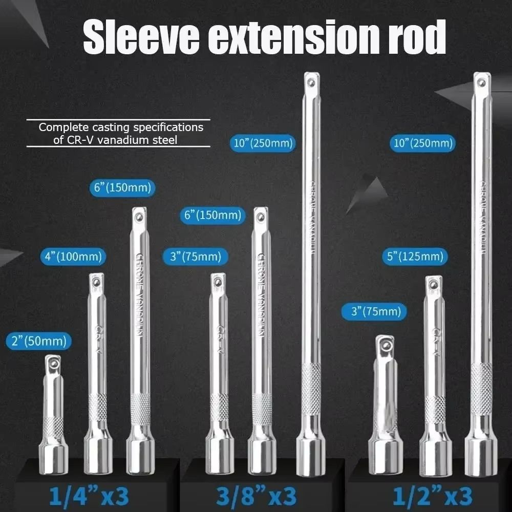 Professional Extension Bar 50/100/150/250mm Ratchet Wrench Extension Socket Ratchet Wrench