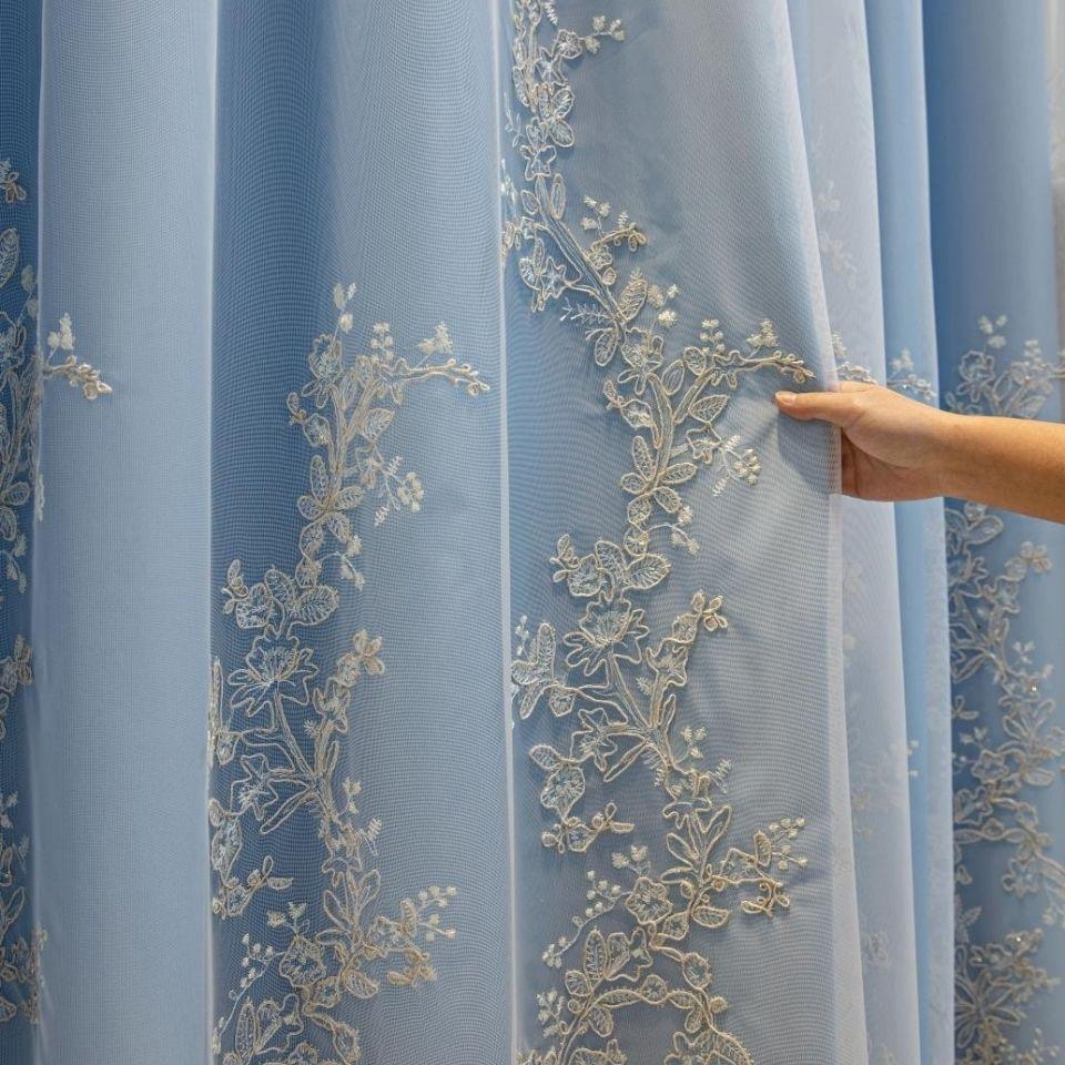 Luxury New European Style Curtains for Living Room Bedroom Double Layer Tulle Gauze Extravagance Embroidered Window Screens