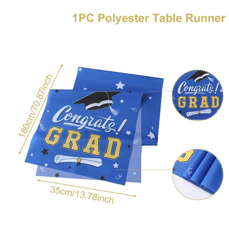 Graduation Table Runner Graduation Decorations 2026 Black Gold Polyester Graduation Table Cloth Prom Grad Party Table Decoration