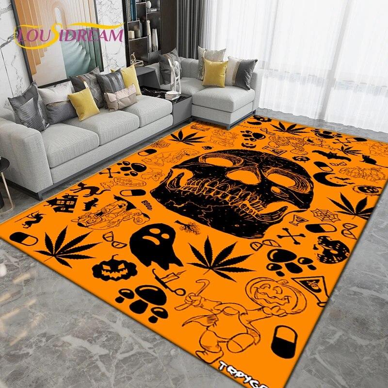 Gothic Witchcraft Skull Skräck Area Matta,Mattmatta för Vardagsrum Sovrumssoffa,Kök Badrum Dörrmatta Halkfri Golvmatta Present