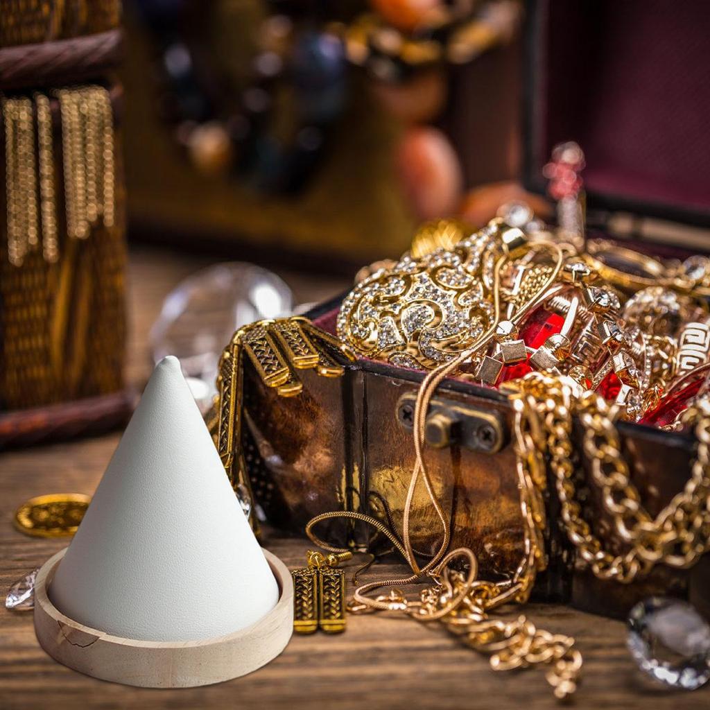Wood Conical Jewelry Stand Velvets Lined Surfaces Protects Bracelets Bangles from Scratches for Showing and Storaging