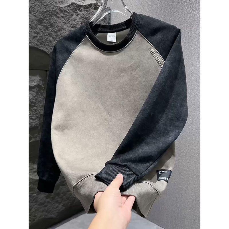 Herren 2025 Herbst/Winter Batik Rundhals Geprägtes Raglanärmel Sweatshirt