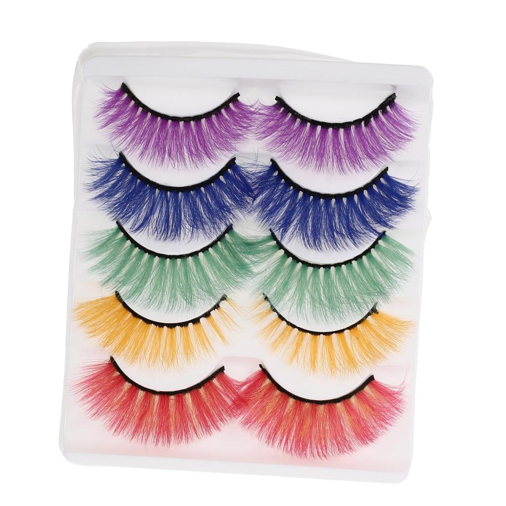 Lurrose Fake Long Natural False Faux Eyelashes for Stage 5 Pairs Eyelashes, Lashes, Makeup, Eyelashes, Ultra-Dense, Performances, Makeup, Halloween,