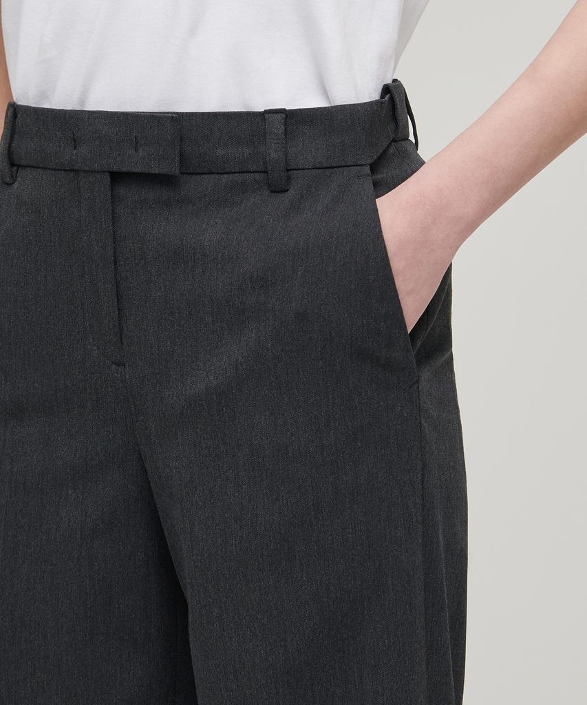 MUSINSA STANDARD WOMAN Women'S Wide Hidden Elastic Waist Slacks [Charcoal Gray]
