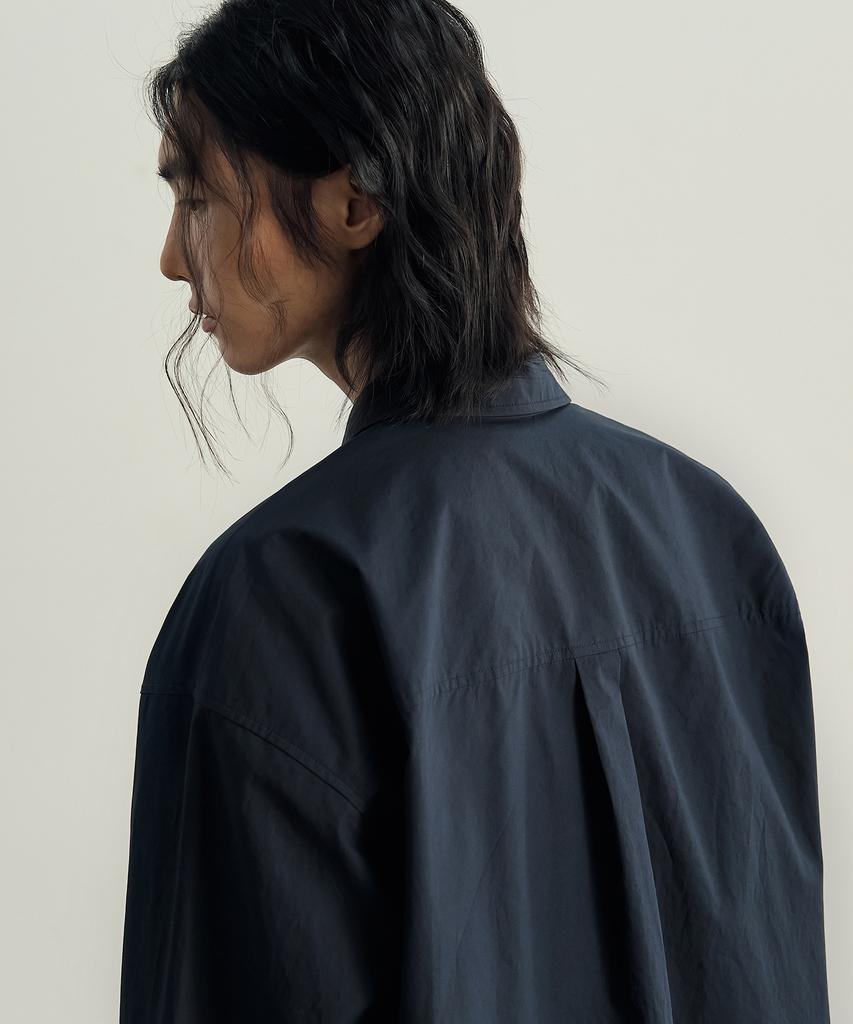 ROTEMBER Natural Washed 60-Count Cotton Shirt [Midnight Navy]