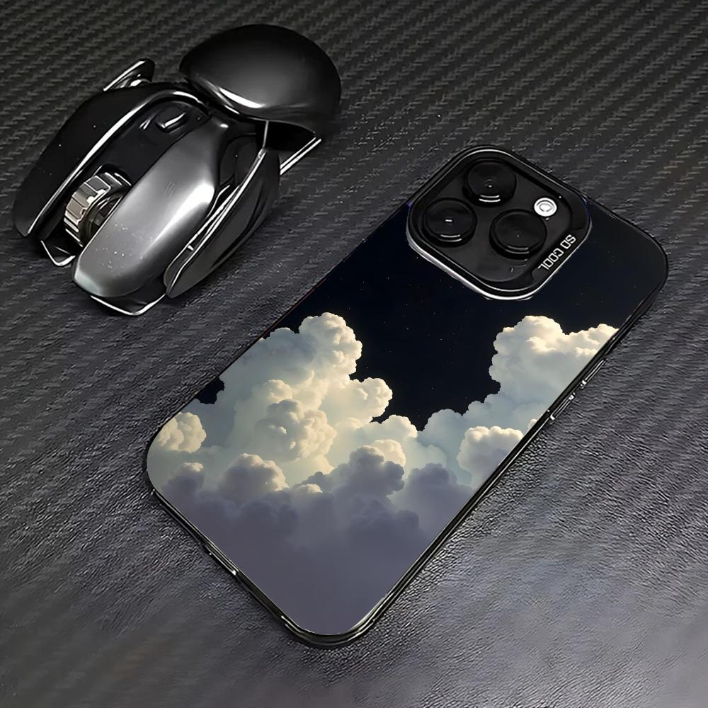 White Cloud Phone Case   for iPhone 16 15 14 13 Pro 12 11 Pro Xs X XR Max 8 7 SE Laser Hard PC+TPU Cases Back Cover