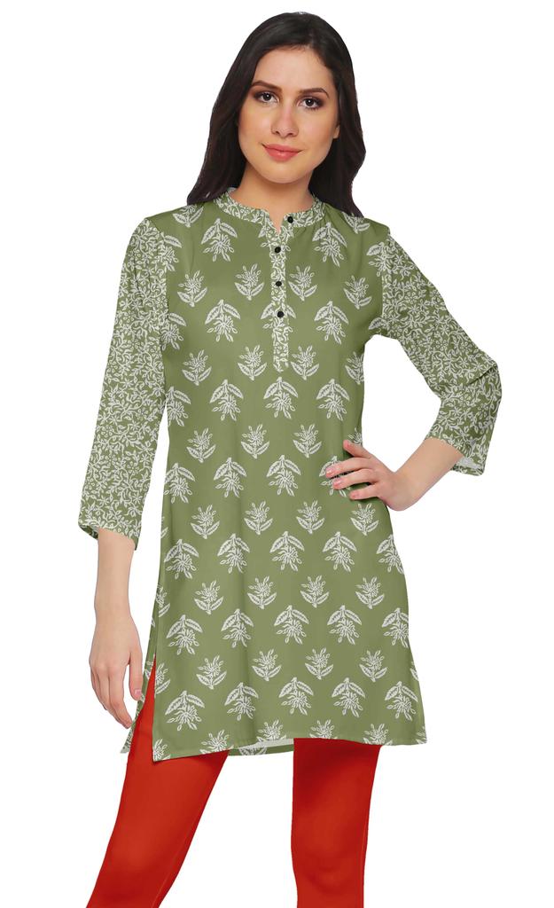Moomaya Printed Side Slit Short Kurta Tunic For Women Summer Wear Ladies