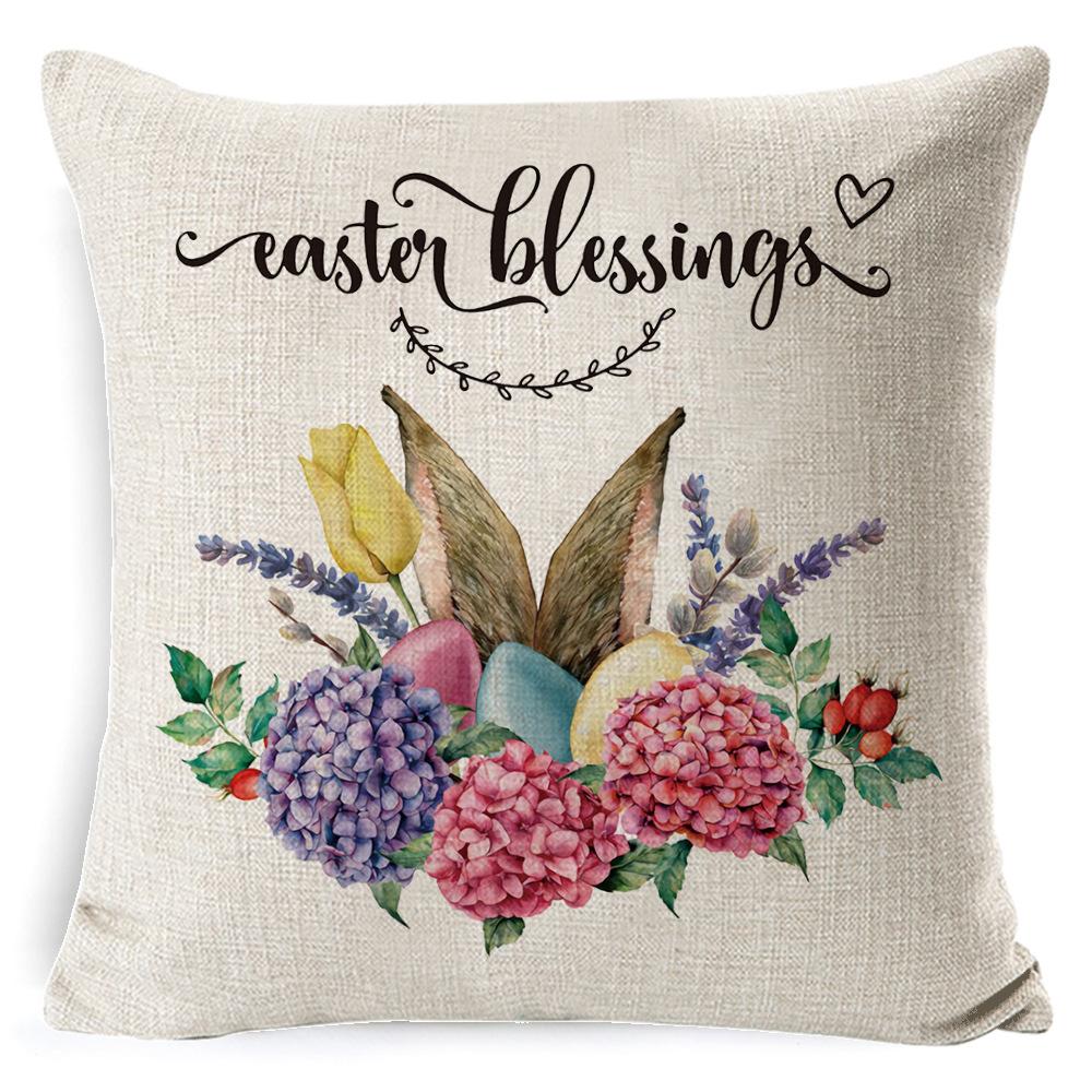 New Digital Printing Easter Theme Pillow Cover Cushion Cover Cute Bunny Truck Animal Pillow Cover