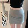Spice Girl Split-ended Anti-light Culottes Women's Summer High-waisted and Thin Sports Hip-wrapped Short Skirt Solid Color Skirt