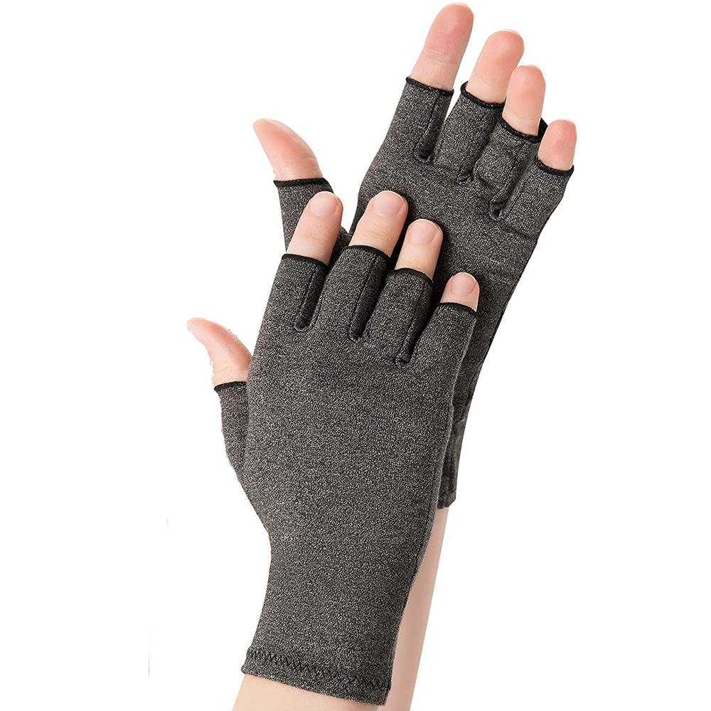 

1Pair Fingerless Arthritis Gloves Rheumatoid Carpal Tunnel Pain Relief Wrist Support Open Design Compression S серый