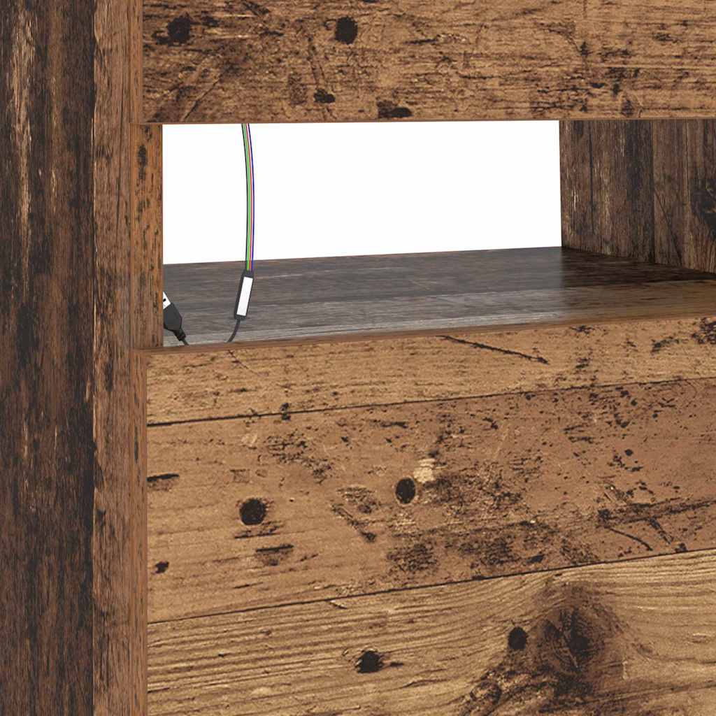 TV Stand with LED Lights Rustic Wood Look 90 x 35 x 40 cm
