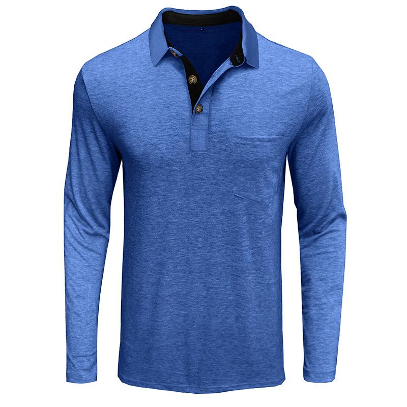 Ny Herre Langermet Business Poloskjorte Herre Casual Løstsittende T-skjorte