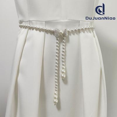 Pearl Waist Chain Ladies Belt Dress Decorative Rhinestones Beaded Waist Seal Elegant Women