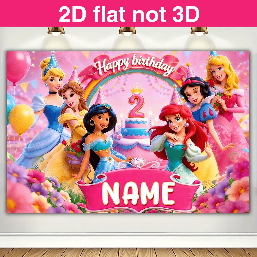

BEPAN Princess Collection Belle Jasmine Snow White Banner Background Girls Birthday Party Decoration BabyShower Arrangement Background Vinyl--W120xH80cm