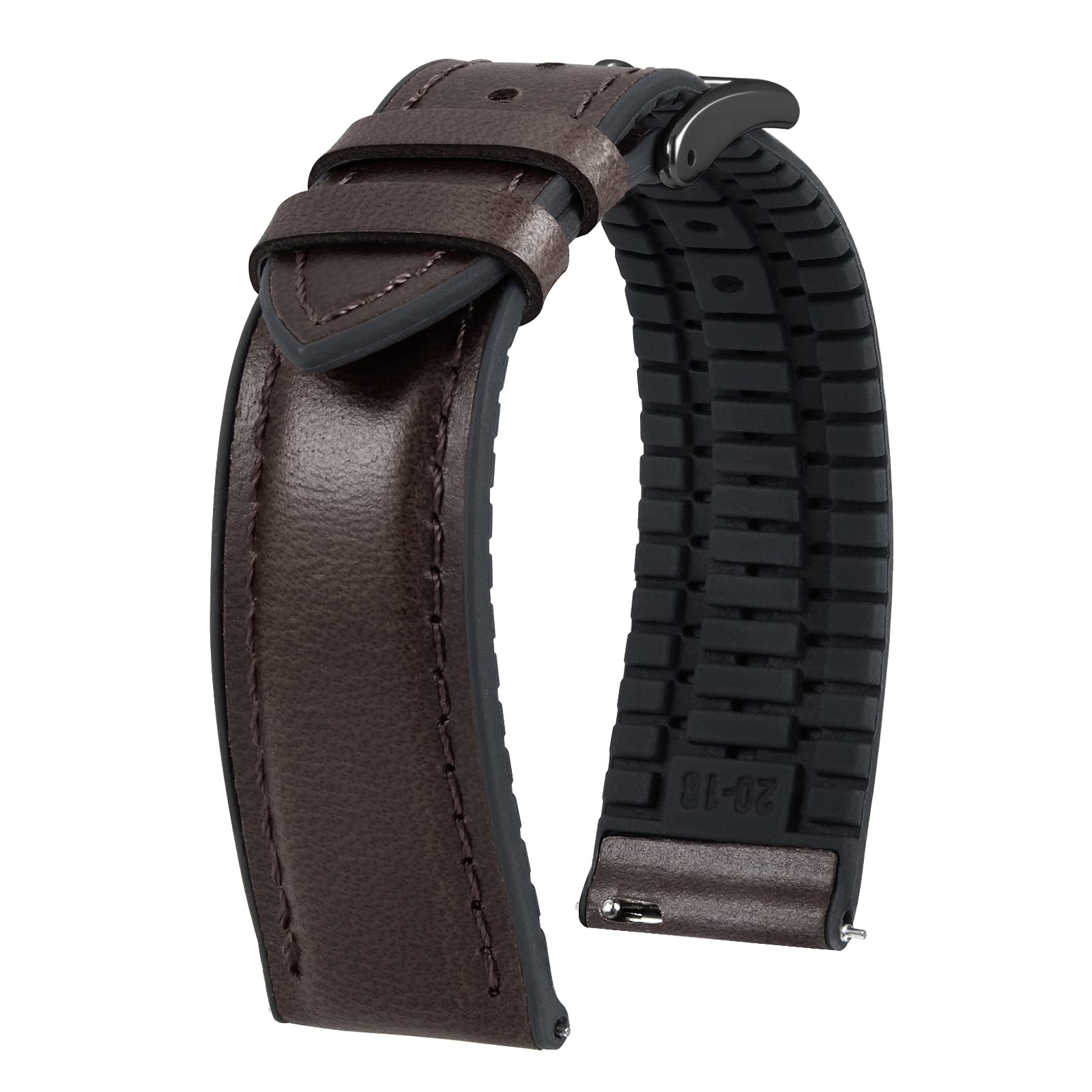 

[BINLUN] Leather Watch Strap, Quick Release, Leather, Watch Band, Inner Silicone, Breathable, 14 mm
