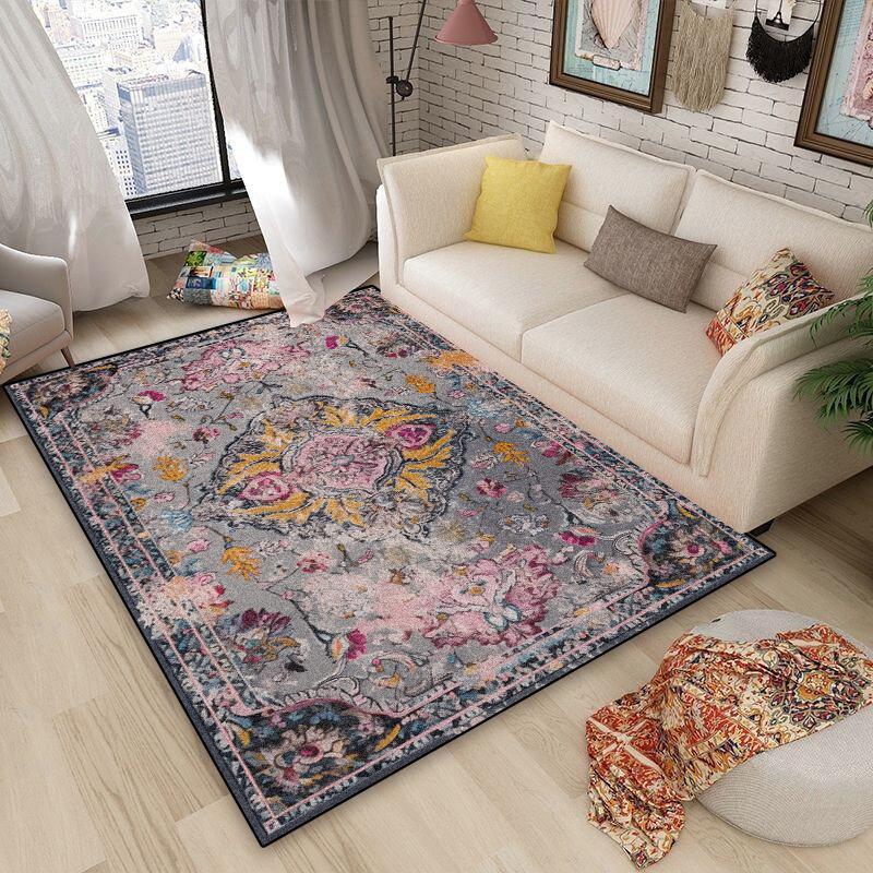 Persian Retro Carpet Living Room Bohemian Decoration Soft Large Area Rugs 160x230 Bedroom Petal Pattern Non-slip Washable Mats
