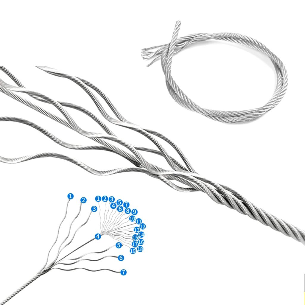 Structure 7x19, 304 Stainlessss Steel Non-rotating Wire Rope, Useds for Cranes and Slings, Diameter 1.5-3.0 Mm.