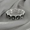 Luxury Style Geometric Acrylic Crystal Elastic Bracelet Women Ring